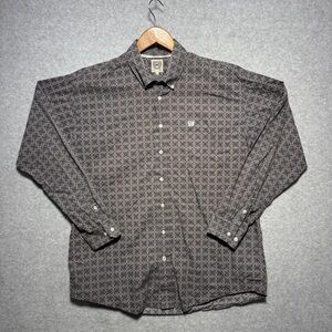 Cinch Men's Gray & Black Patterned Button Down Shirt